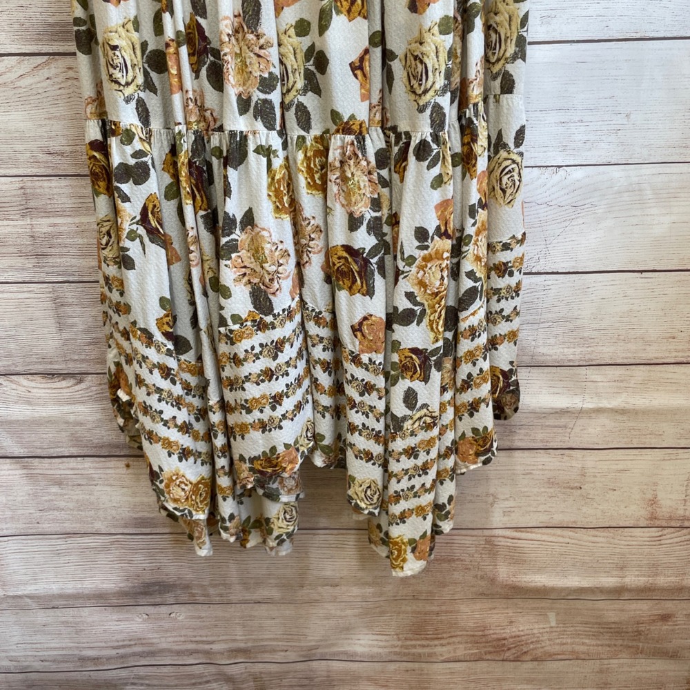 FREE PEOPLE ROWS OF ROSES MAXI DRESS IN CREAM AND TAN - Picture 9 of 11